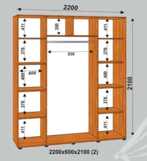 Шкаф купе 2200х600х2100мм(2)